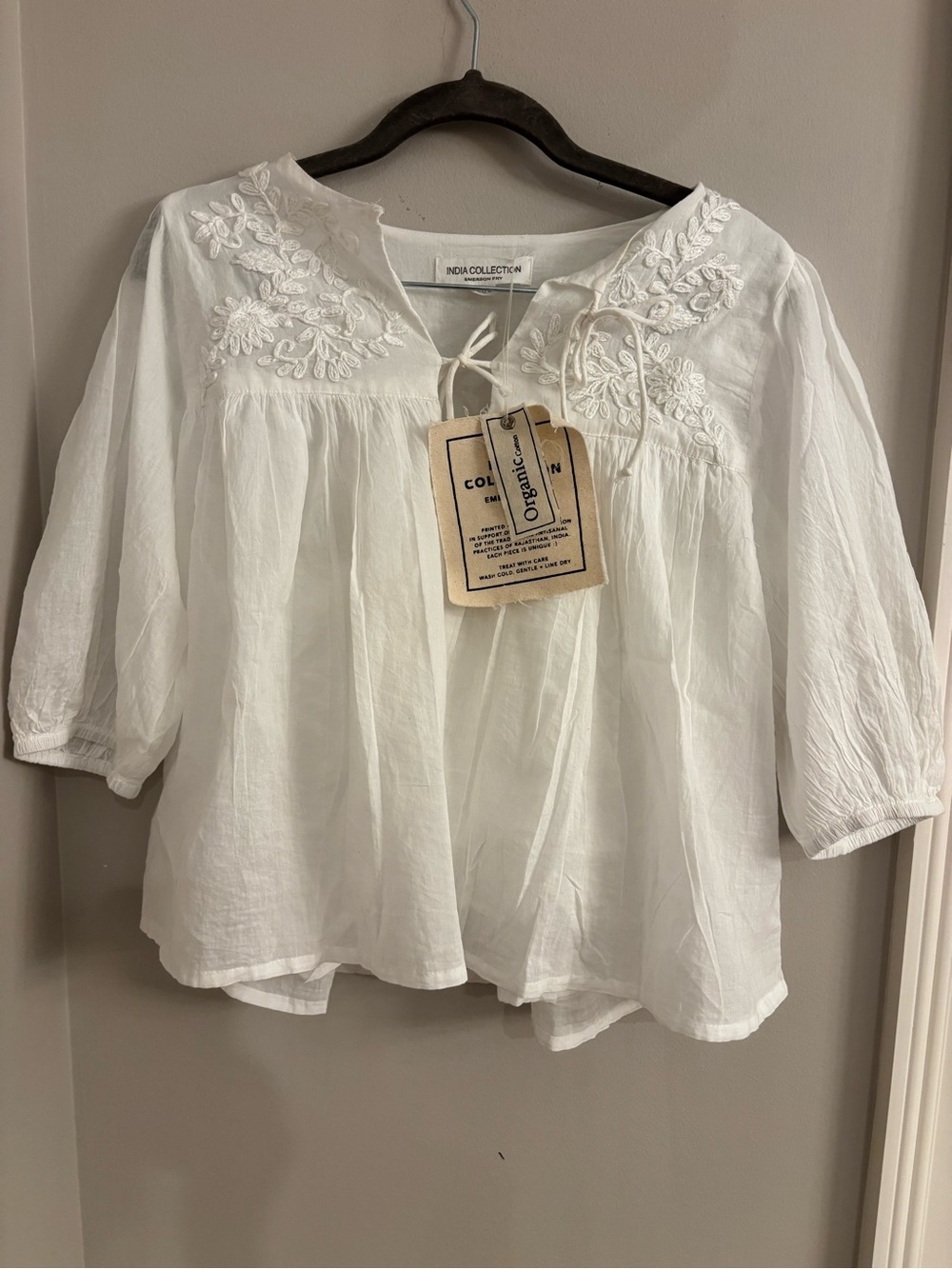 Emerson Fry White Embroidered Peasant Top